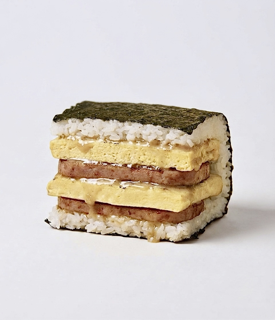 Double filling onigiri Japanese rice sandwich Berkeley
